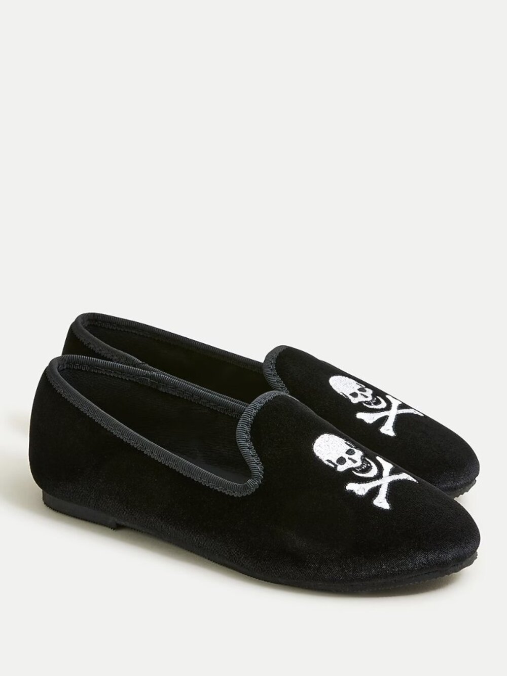 Crewcuts J.Crew Kids' embroidered-skull velvet slip-on Skull shoes Size 11 Kid